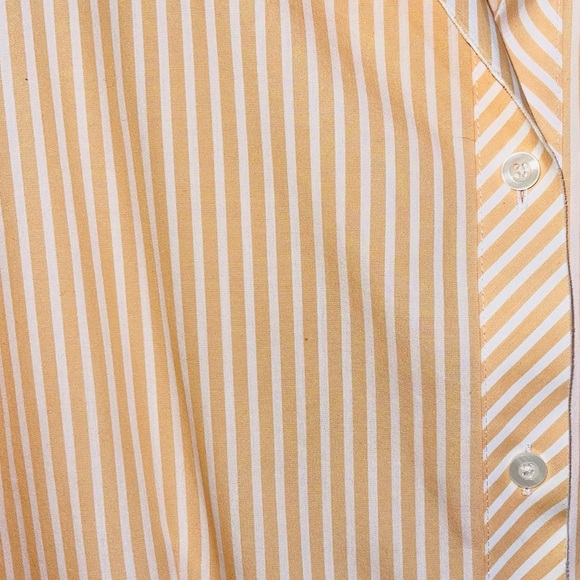 Chico’s No Iron 100% Cotton Neon Orange & White Striped Button Down Shirt Large - Picture 4 of 11